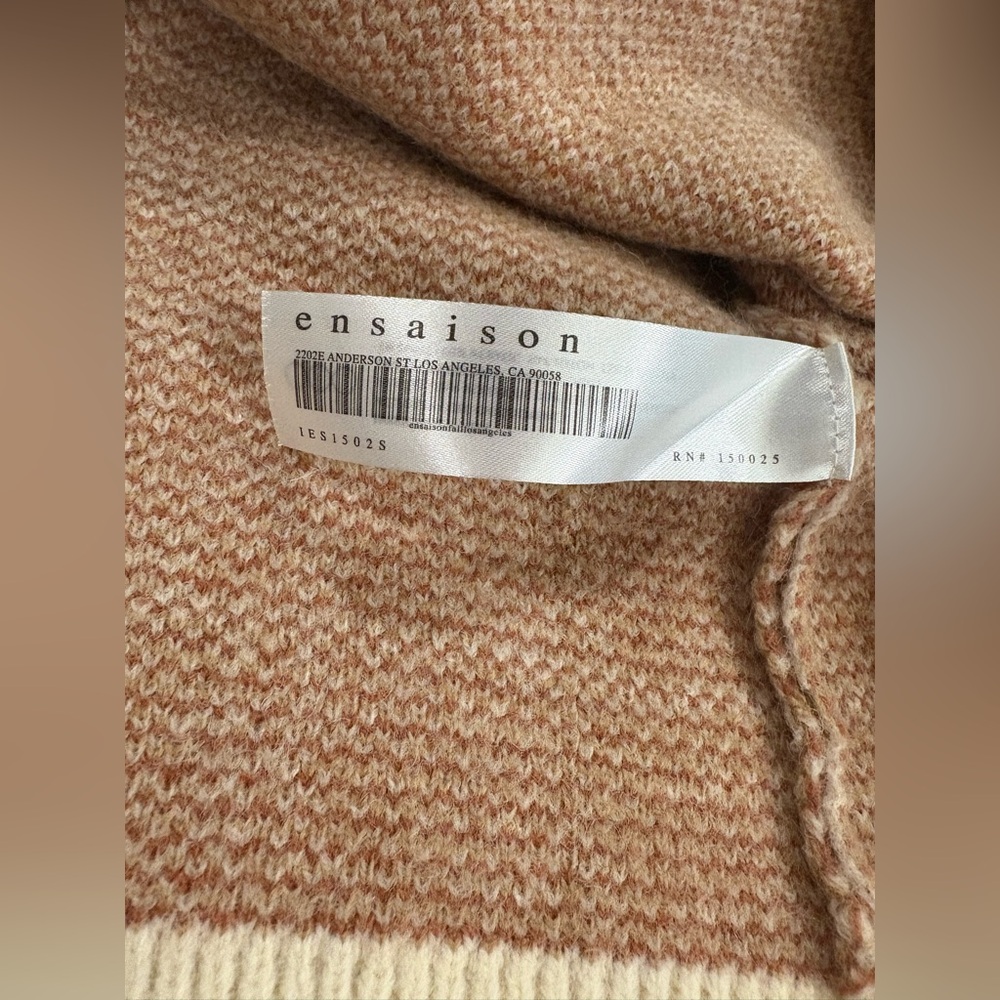 EN SAISON Bronte Sweater Miniskirt Cream & Tan Plaid Knit | Size Medium M - Picture 10 of 16